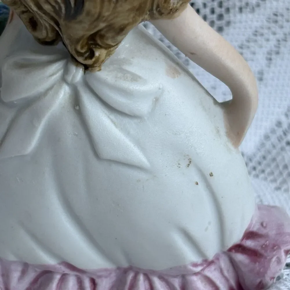 Vintage September‎ Birthday Girl Figurine Ardco Style Lady Hat Flowers 4”